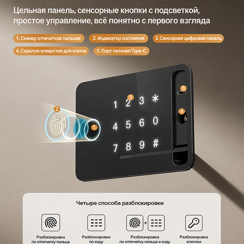 Сейф DELI "AE888-NZ" биометрический + электронный замок + ключ, 450х380х320 мм, 15 кг, черный