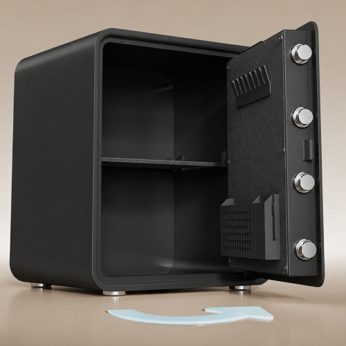 Сейф DELI "AE888-NZ" биометрический + электронный замок + ключ, 450х380х320 мм, 15 кг, черный