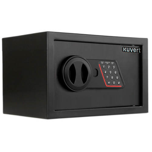 Сейф KUVERT "20ELB" электронный замок + ключ, 310х200х200 мм, 4 кг, черный