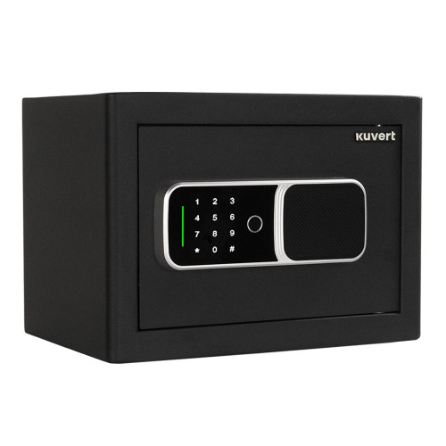Сейф KUVERT "25FDH" биометрический + электронный замок+ключ, 350х250х250 мм, 6 кг, черный
