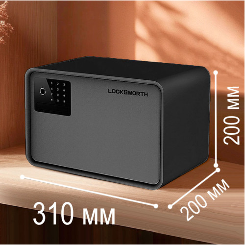 Сейф LockSworth биометрический + электронный замок + ключ, 200х310х200 мм, 4 кг, черный
