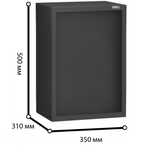 Сейф мебельный DELI "ET564" ключевой замок, 350х310х500 мм, 16,9 кг, черный