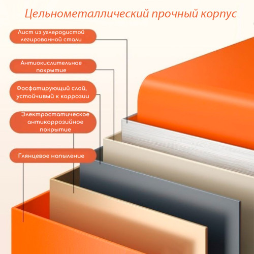 Сейф мебельный DELI "ET590" биометрический + электронный замок+ключ, 350х250х250 мм, 8 кг, оранжевый