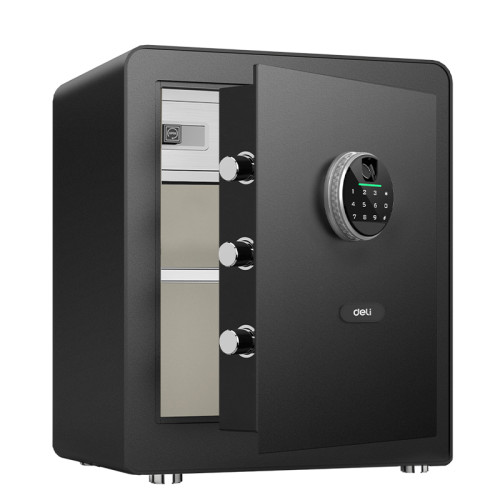 Сейф мебельный DELI "ET631" биометрический + электронный замок+ключ, 380х320х450 мм, 19 кг, черный