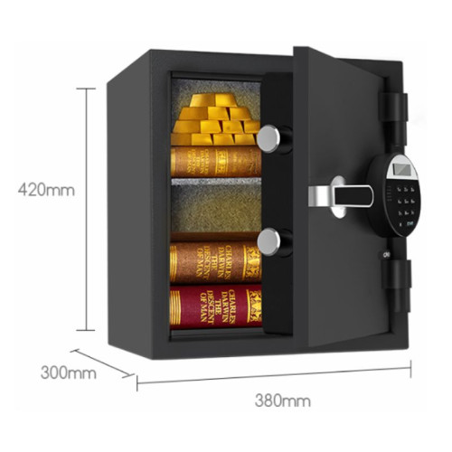 Сейф огнестойкий DELI "ET581" электронный замок + ключ, 380х300х420 мм, 25,4 кг, черный