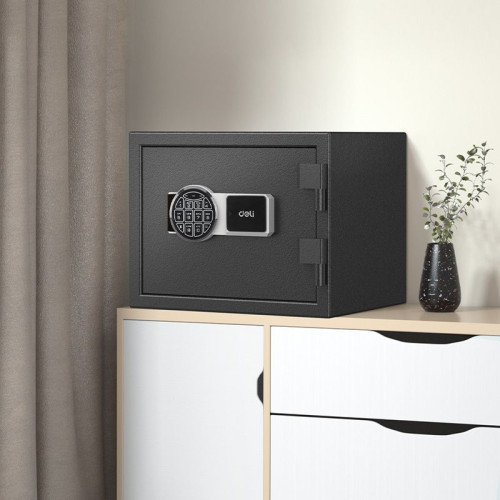 Сейф огнестойкий DELI "ET586" электронный замок + ключ, 380х300х300 мм, 18,3 кг, черный