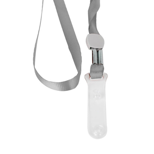 Шнурок для бейджа Deli, зажим на кнопке, длина 48.5 см, серый