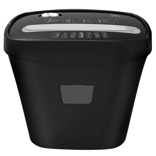 Шредер Deli, 3 уровень секретности (5х38мм), 8 листов, 15 литров