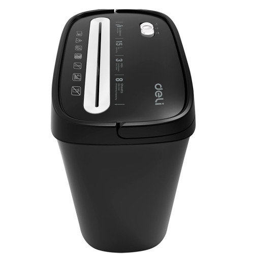 Шредер Deli, 3 уровень секретности (5х38мм), 8 листов, 15 литров