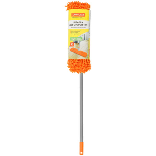 Швабра OfficeClean Professional двусторонняя, телескопич. ручка 70-120 см, МОП микрофибра 40 см