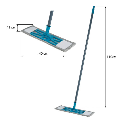 Швабра Vega, ручка 110 см, микрофибра, 40х10 см