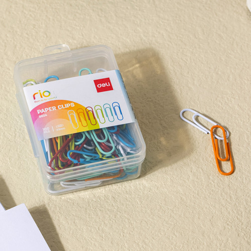 Скрепки DELI 29 мм, цветные, бокс, 100 шт/упак