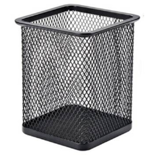 Стакан металлический BASY "804" для пишущих принадлежностей, 9х9х8 см, квадратный, черный