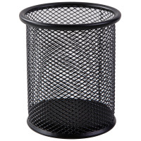 Стакан металлический DELI для пишущих принадлежностей, круглый, черный