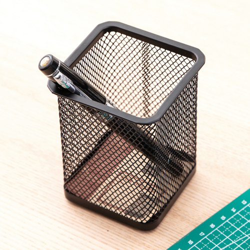 Стакан металлический DELI для пишущих принадлежностей, квадратный, черный