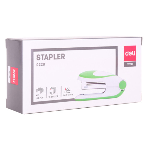 Степлер DELI, пластиковый корпус до 15 листов, ассорти