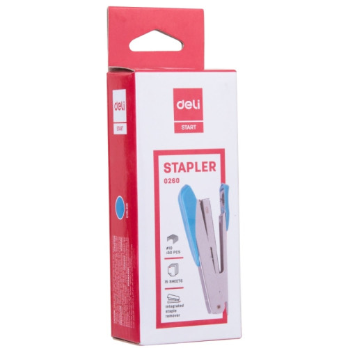 Степлер металлический №10 DELI до 15 листов, ассорти 