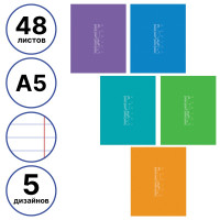 Тетрадь общая Hatber - Eco, А5, 48 листов в линейку, картон, эконом, на скрепке, ассорти