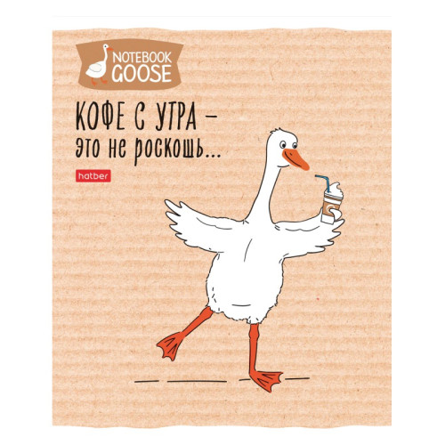 Тетрадь общая Hatber "Гусь веселюсь", А5, 48 листов в клетку, картон, на скрепке, ассорти