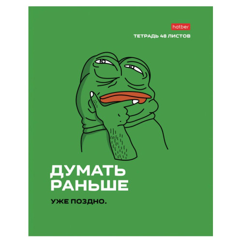 Тетрадь общая Hatber "Лягушонок Пепе", А5, 48 листов в клетку, картон, на скрепке, ассорти