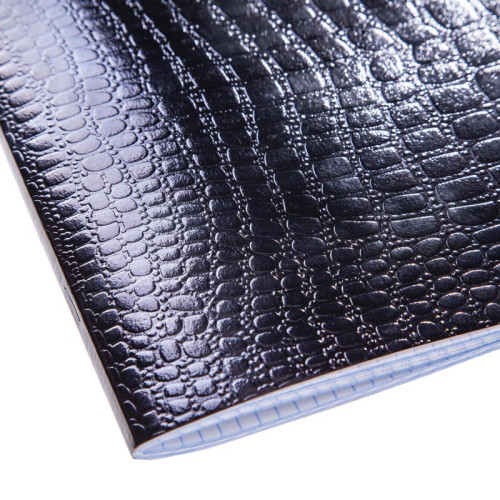 Тетрадь общая Hatber "Metallic Croco", А5, 48 листов в клетку, обложка бумвинил, на скрепке, черный