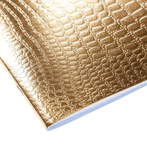 Тетрадь общая Hatber "Metallic Croco", А5, 48 листов в клетку, обложка бумвинил, на скрепке, золотой