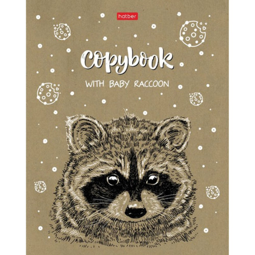 Тетрадь общая Hatber "Милые зверьки", А5, 48 листов в клетку, крафт-картон, на скрепке, ассорти