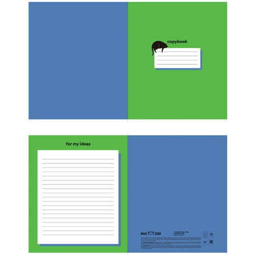 Тетрадь общая MESHU "Сhatty cat", А5, 48 листов в клетку, матовая ламинация, выб. лак, на скрепке