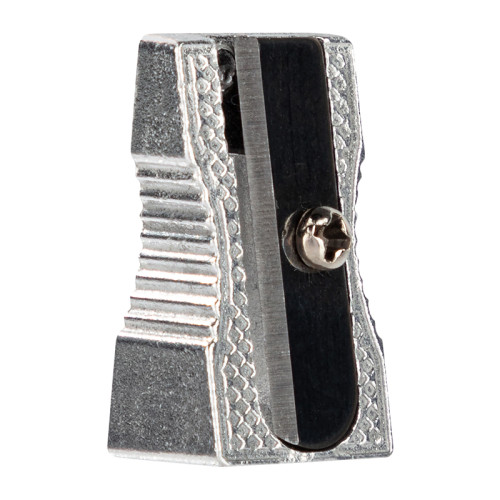 Точилка DELI "39761" металлическая, 1 отверстие, скошенный корпус, серебро