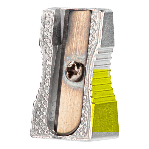 Точилка DELI "39761" металлическая, 1 отверстие, скошенный корпус, серебро