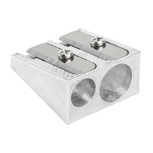 Точилка DELI "39762", металлическая, 2 отверстия, серебро