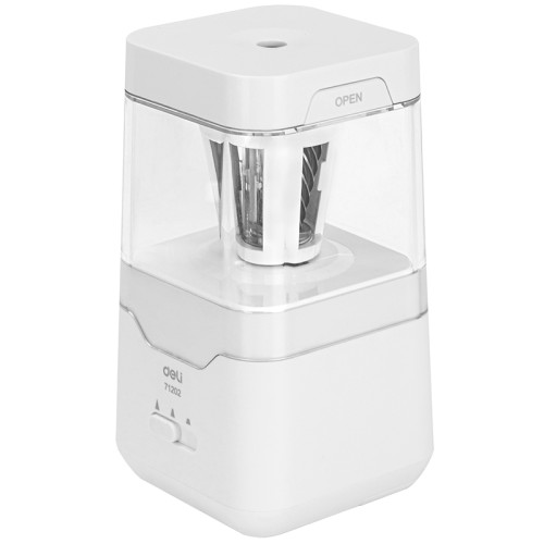 Точилка DELI "71202" электрическая, 1 отверстие, с контейнером, белая