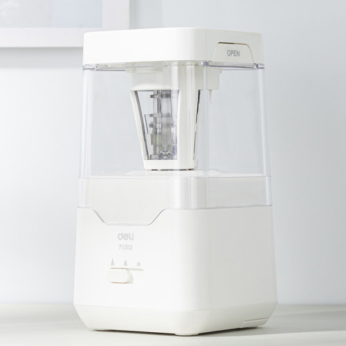 Точилка DELI "71202" электрическая, 1 отверстие, с контейнером, белая