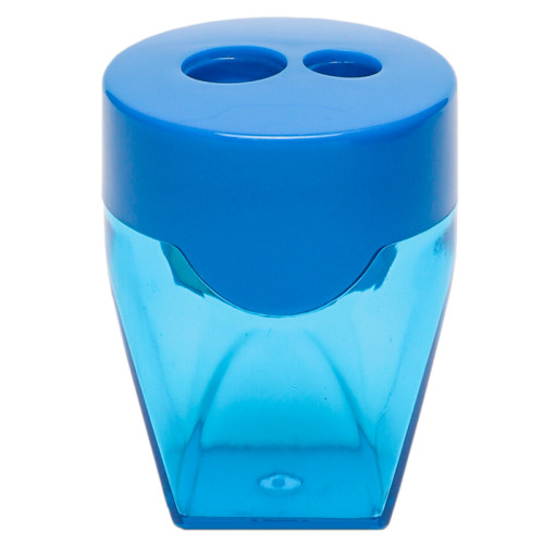 Точилка DELI "Bali" пластиковая, 2 отверстия, с контейнером, ассорти