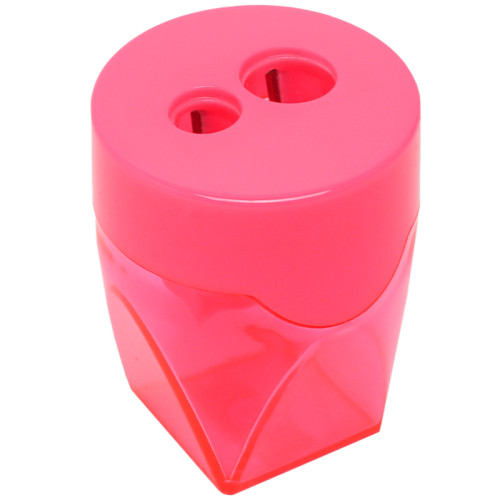 Точилка DELI "Bali" пластиковая, 2 отверстия, с контейнером, ассорти