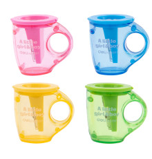 Точилка DELI "Blooming" Cup пластиковая, 2 отверстия, с контейнером, ассорти
