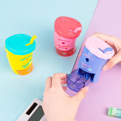 Точилка DELI "Blooming" Juice механическая, 1 отверстие, с контейнером, ассорти 