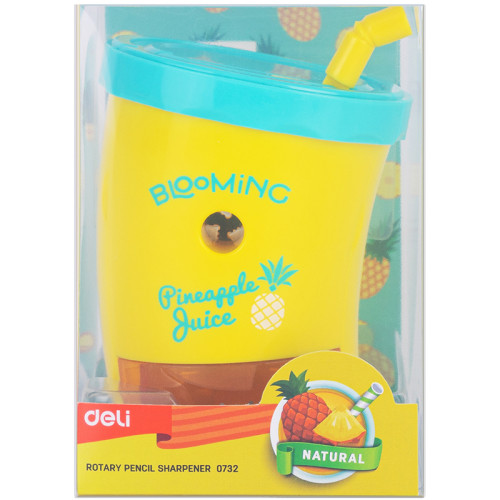 Точилка DELI "Blooming" Juice механическая, 1 отверстие, с контейнером, ассорти 