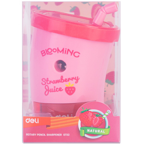 Точилка DELI "Blooming" Juice механическая, 1 отверстие, с контейнером, ассорти 