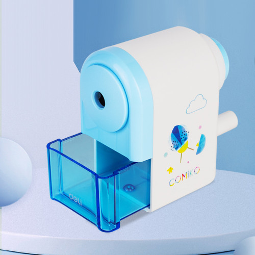 Точилка DELI "Comiko" механическая, 1 отверстие, с контейнером, ассорти 