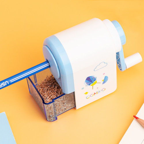 Точилка DELI "Comiko" механическая, 1 отверстие, с контейнером, ассорти 