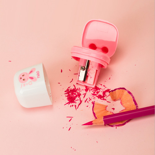 Точилка DELI "Katuri" пластиковая, 1 отверстие, с контейнером, ассорти