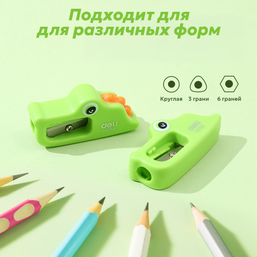 Точилка DELI "Magic Zoo" дракон, пластиковая, 1 отверстие, зеленая