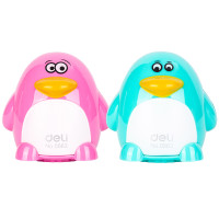 Точилка DELI "Magic Zoo" пингвин, 2 отверстия, с контейнером, ассорти