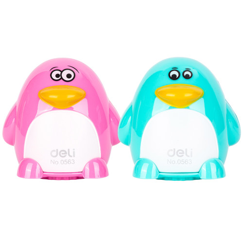 Точилка DELI "Magic Zoo" пингвин, 2 отверстия, с контейнером, ассорти
