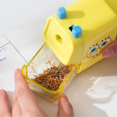 Точилка DELI "SpongeBob" механическая, 1 отверстие, с контейнером, ассорти