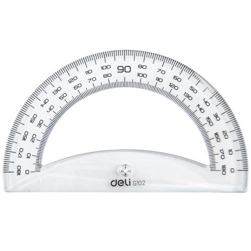 Транспортир Deli "Pioneer" (180 градусов, 12 см), прозрачный