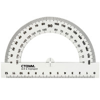 Транспортир Стамм (180 градусов, 12 см), прозрачный