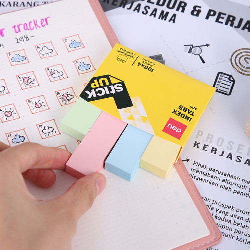 Закладки клейкие DELI 76 х 19 мм, бумажные, пастель, 4 цв х 100 листов