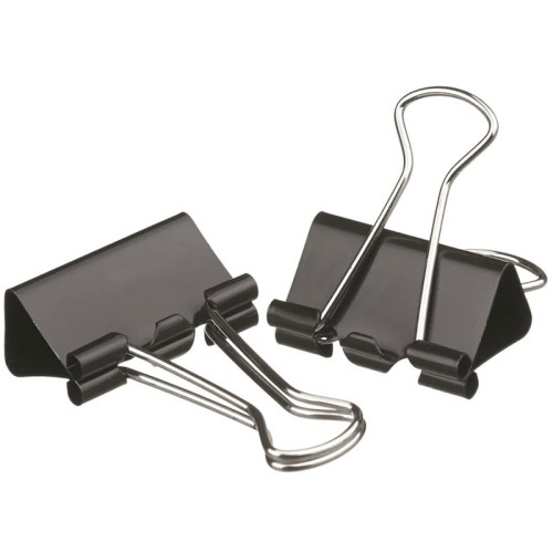 Зажимы для бумаг BASY, 41 мм, черные, (12 шт)